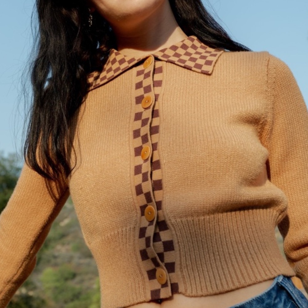 Lisa Says Gah Checkered Cardigan